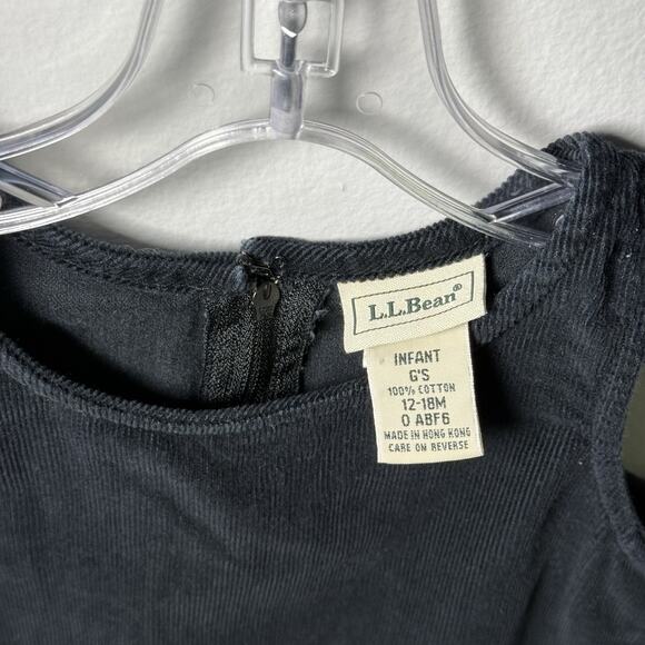 Vintage L.L.Bean Infant Dress 12–18M Corduroy Black Embroidered Jumper Hong Kong - Picture 3 of 4